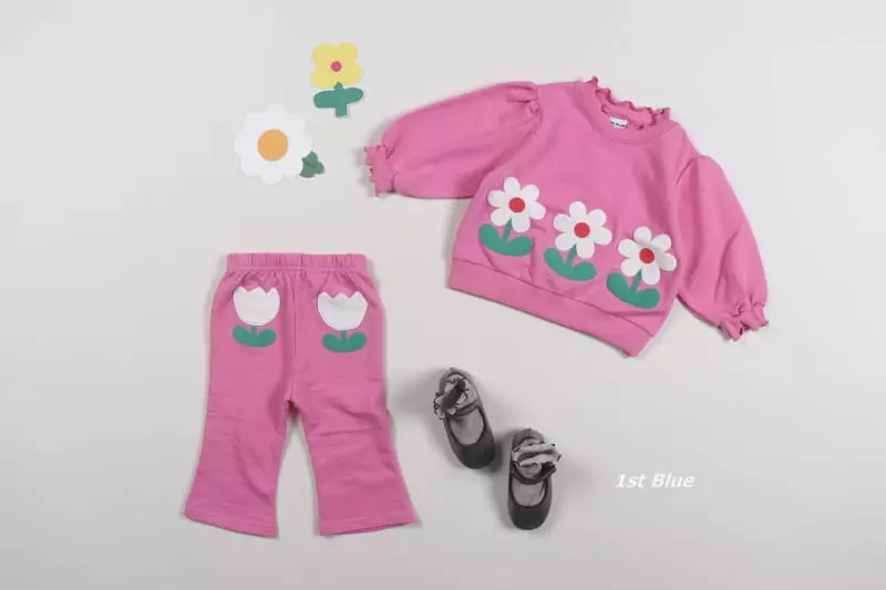 1st Blue - Korean Children Fashion - #todddlerfashion - Flower Sweatshirt - 3