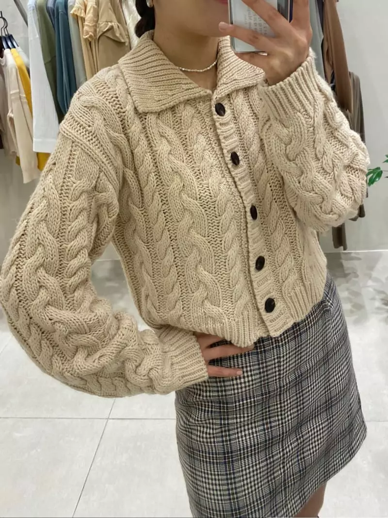 Afternoon - Korean Women Fashion - #momslook - Twisted Cardigan - 4