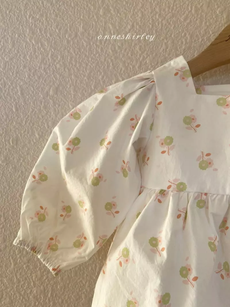 Anne Shirley - Korean Baby Fashion - #onlinebabyshop - Square Flower Bodysuit - 4