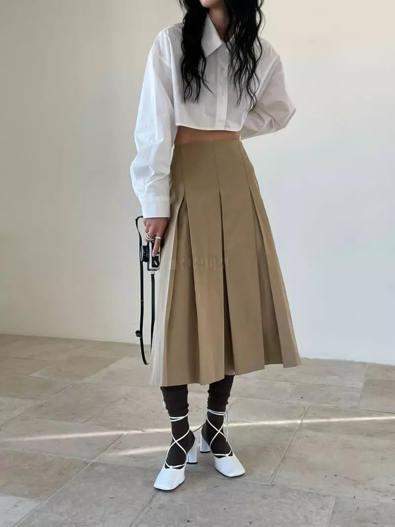 Atmosphere - Korean Women Fashion - #momslook - Door Wrinkle Skirt - 2