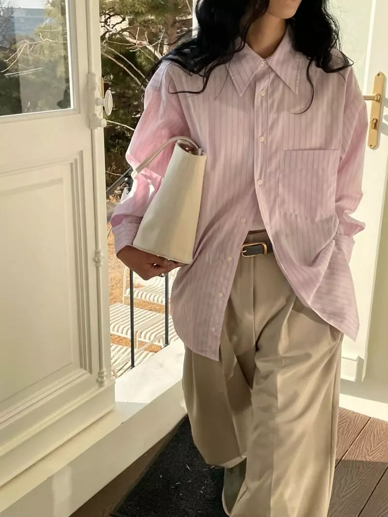Atmosphere - Korean Women Fashion - #momslook - Rondie Stripe Shirt - 3