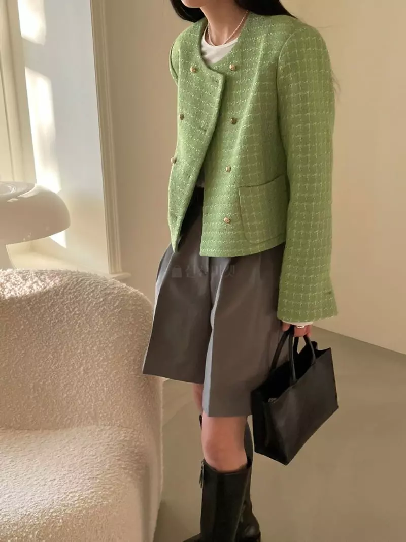 Atmosphere - Korean Women Fashion - #momslook - Double Tweed Jacket - 2