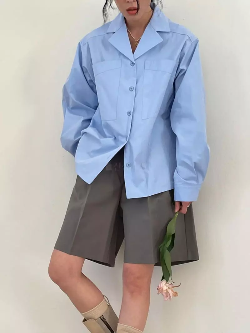 Atmosphere - Korean Women Fashion - #momslook - Open Collar Shirt