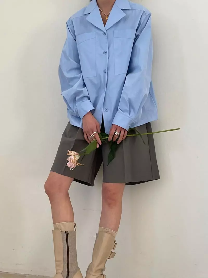 Atmosphere - Korean Women Fashion - #momslook - Open Collar Shirt - 3