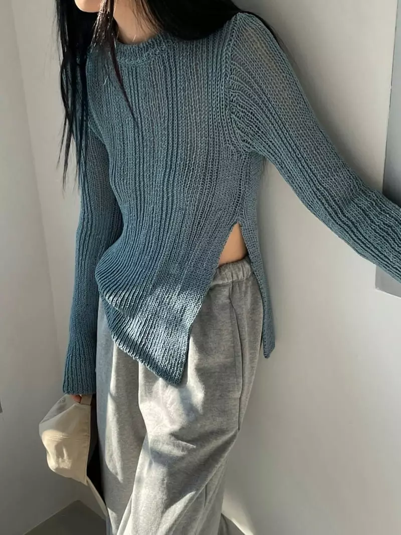 Atmosphere - Korean Women Fashion - #vintageinspired - Slip Knit Tee - 4