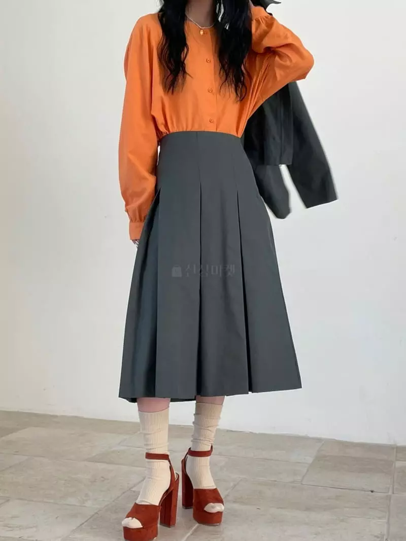 Atmosphere - Korean Women Fashion - #womensfashion - Door Wrinkle Skirt - 3