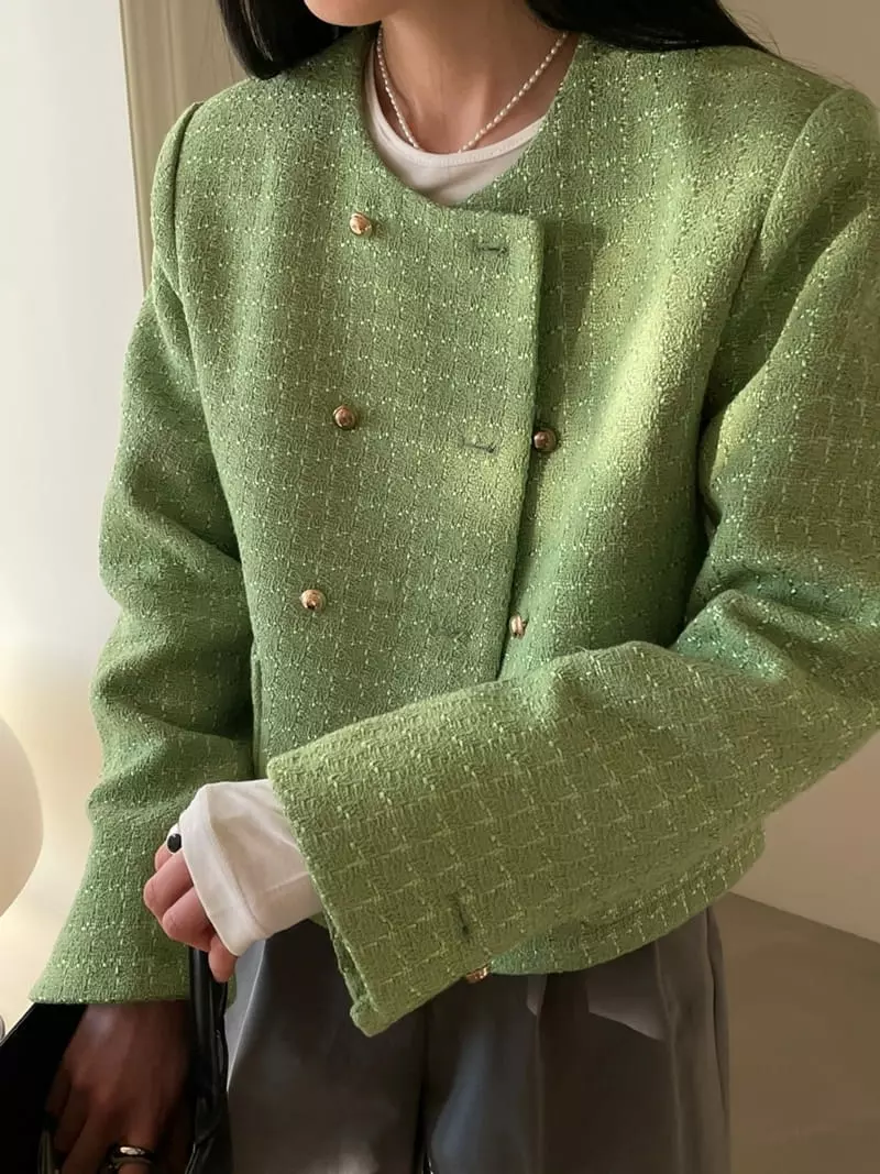 Atmosphere - Korean Women Fashion - #womensfashion - Double Tweed Jacket