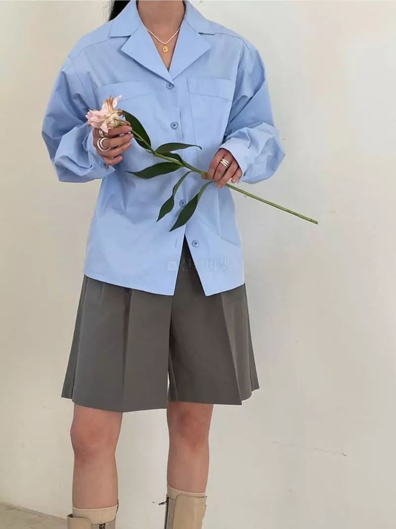 Atmosphere - Korean Women Fashion - #womensfashion - Open Collar Shirt - 2