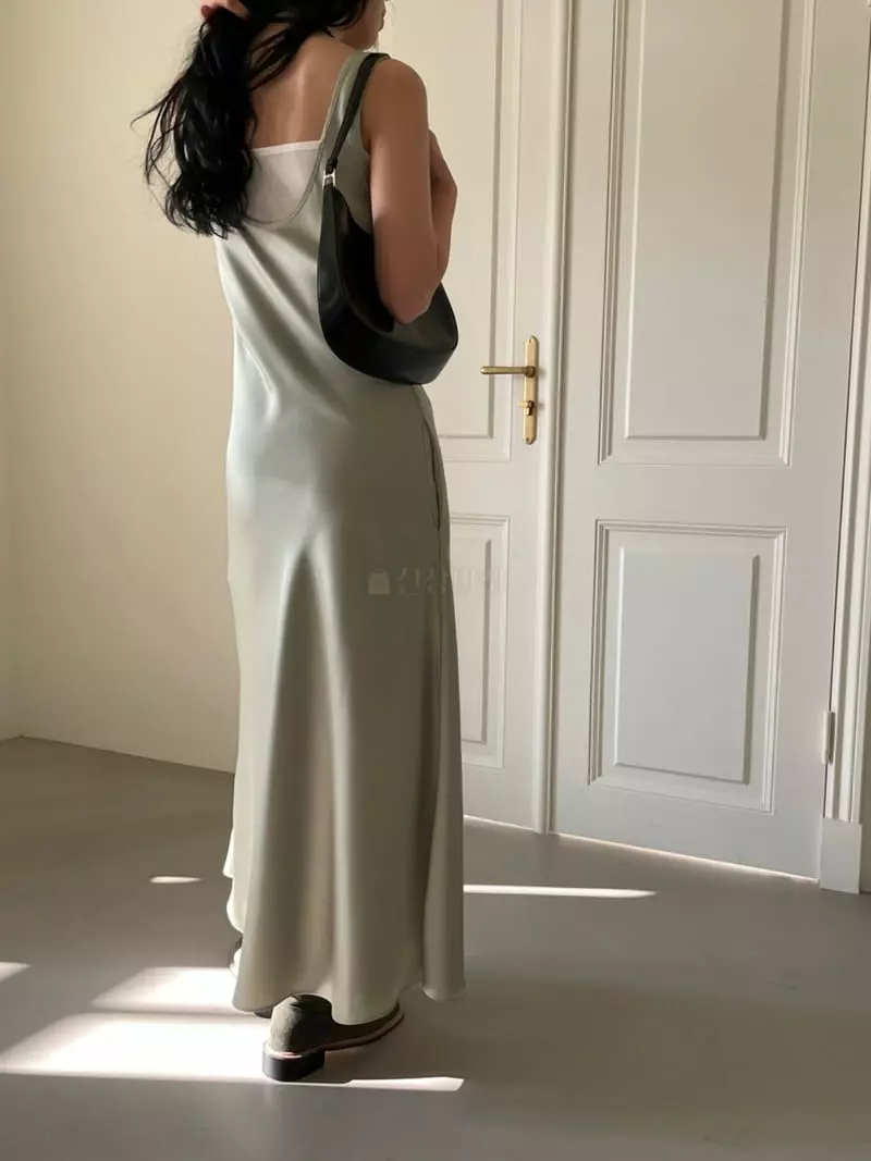 Atmosphere - Korean Women Fashion - #momslook - Simple Satin One-piece - 4