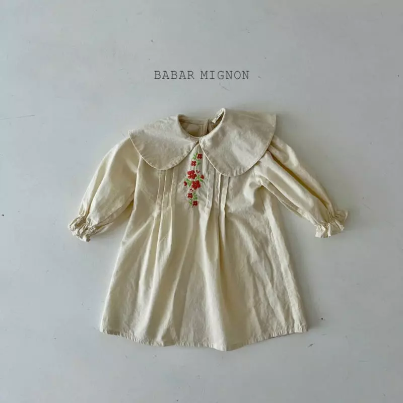 Babar Mignon - Korean Children Fashion - #childofig - Big Collar Embroidery One-piece - 7