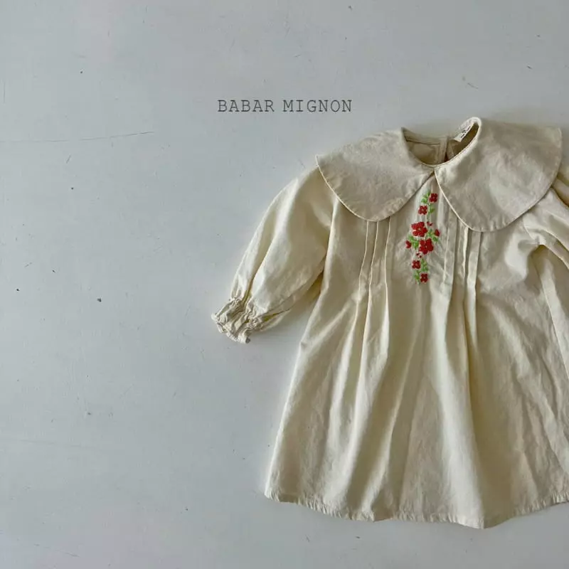 Babar Mignon - Korean Children Fashion - #childofig - Big Collar Embroidery One-piece - 8