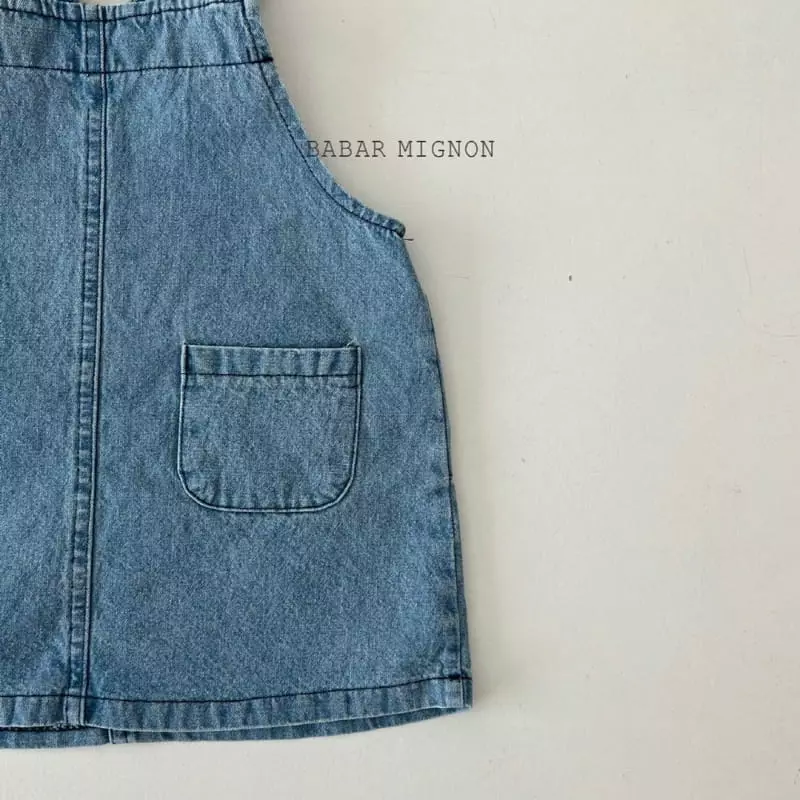Babar Mignon - Korean Children Fashion - #childrensboutique - Frill Dungarees Denim Skirt One-piece - 5