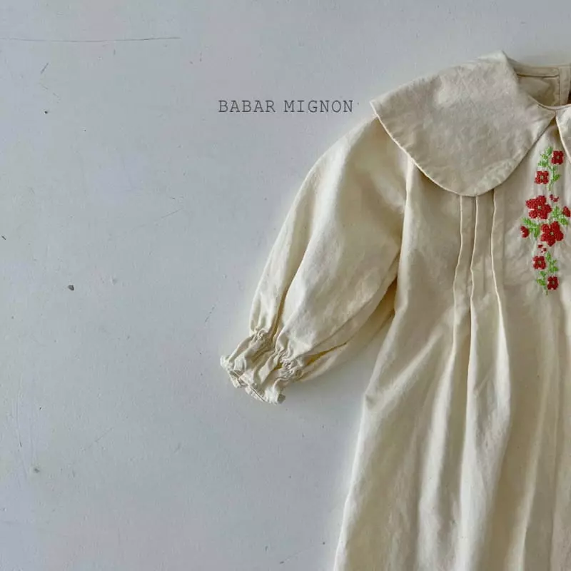 Babar Mignon - Korean Children Fashion - #childrensboutique - Big Collar Embroidery One-piece - 9