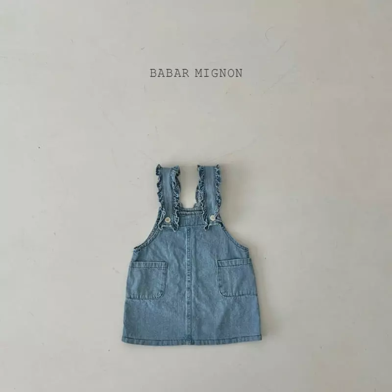 Babar Mignon - Korean Children Fashion - #designkidswear - Frill Dungarees Denim Skirt One-piece - 6