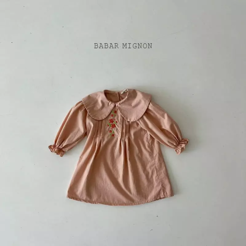 Babar Mignon - Korean Children Fashion - #fashionkids - Big Collar Embroidery One-piece - 12