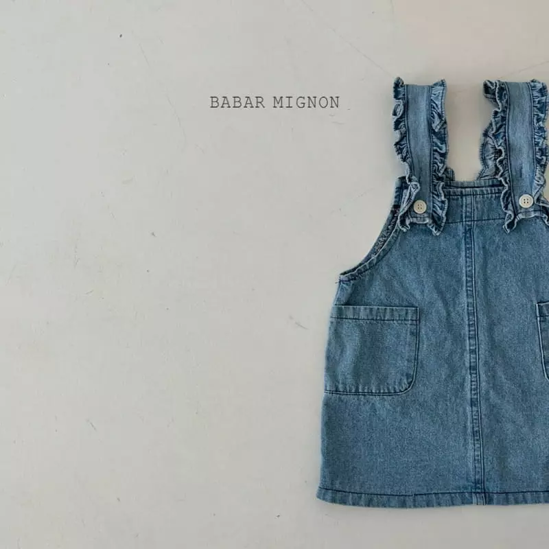 Babar Mignon - Korean Children Fashion - #todddlerfashion - Frill Dungarees Denim Skirt One-piece