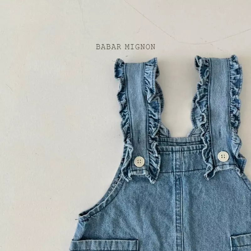 Babar Mignon - Korean Children Fashion - #toddlerclothing - Frill Dungarees Denim Skirt One-piece - 2