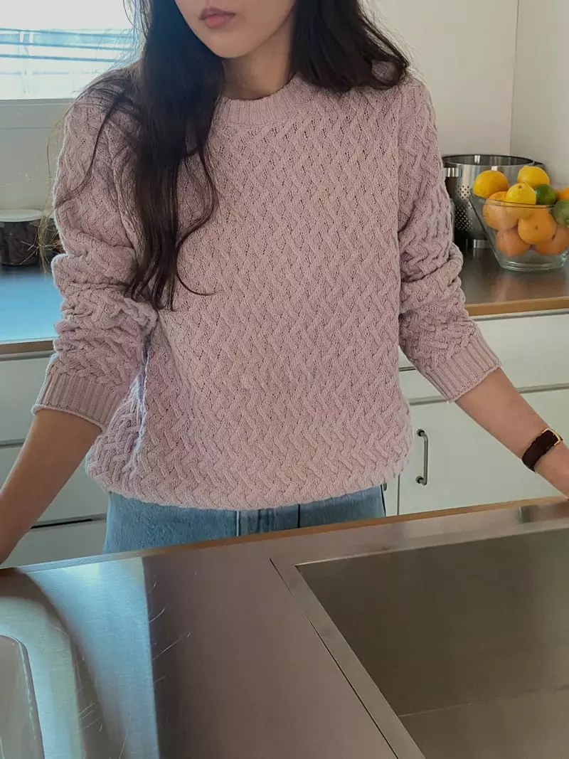 Baking Powder - Korean Women Fashion - #vintagekidsstyle - Twist Knit Tee