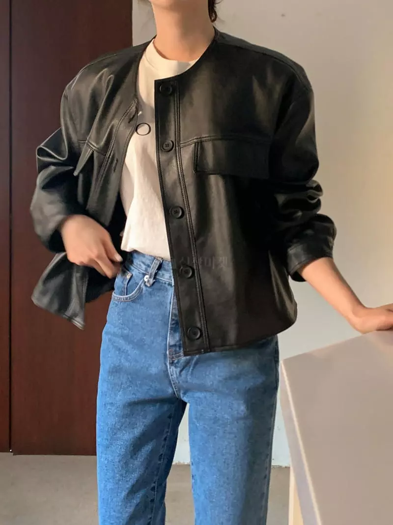 Baribari - Korean Women Fashion - #momslook - Leather Pocket Jacket - 2