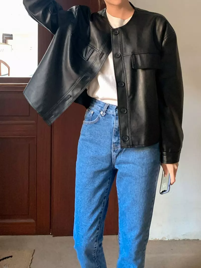 Baribari - Korean Women Fashion - #womensfashion - Leather Pocket Jacket - 3