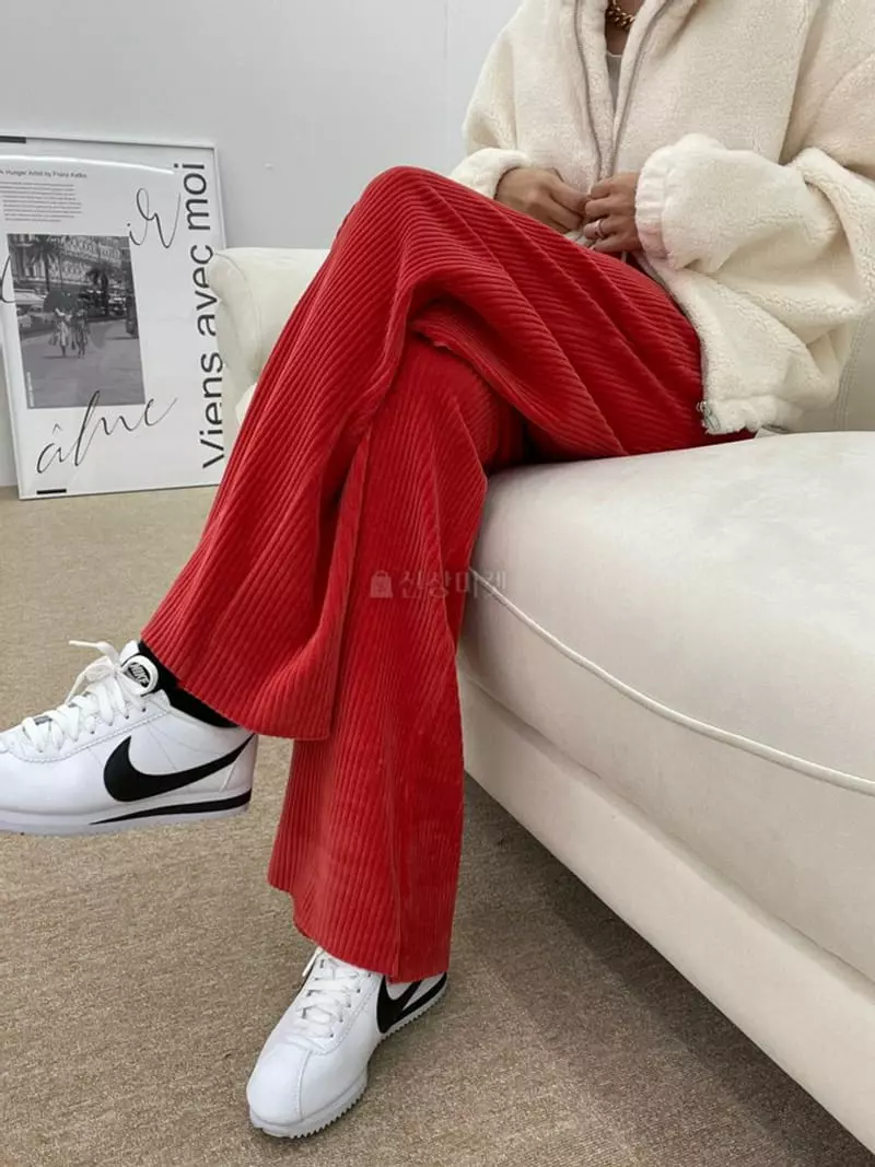 Bbod - Korean Women Fashion - #momslook - Rib Wide Pants