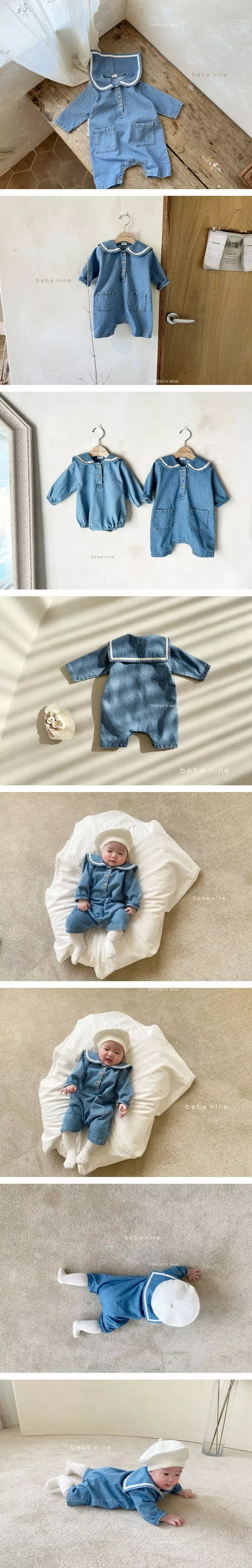 Bebe Nine - Korean Baby Fashion - #smilingbaby - Denim Sailor Bodysuit