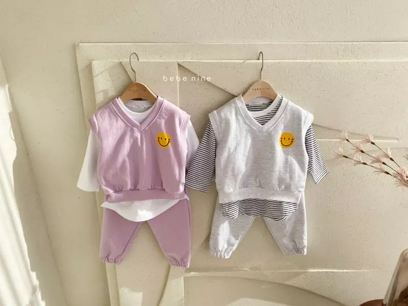 Bebe Nine - Korean Children Fashion - #Kfashion4kids - Smile Vest Bottom Set - 10
