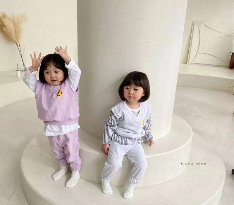 Bebe Nine - Korean Children Fashion - #childofig - Smile Vest Bottom Set