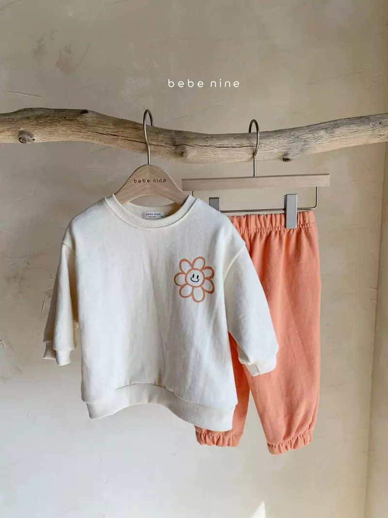 Bebe Nine - Korean Children Fashion - #designkidswear - Smile Flower Top Bottom Set