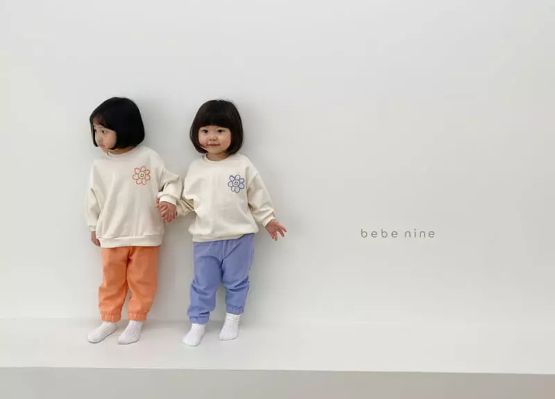 Bebe Nine - Korean Children Fashion - #discoveringself - Smile Flower Top Bottom Set - 2