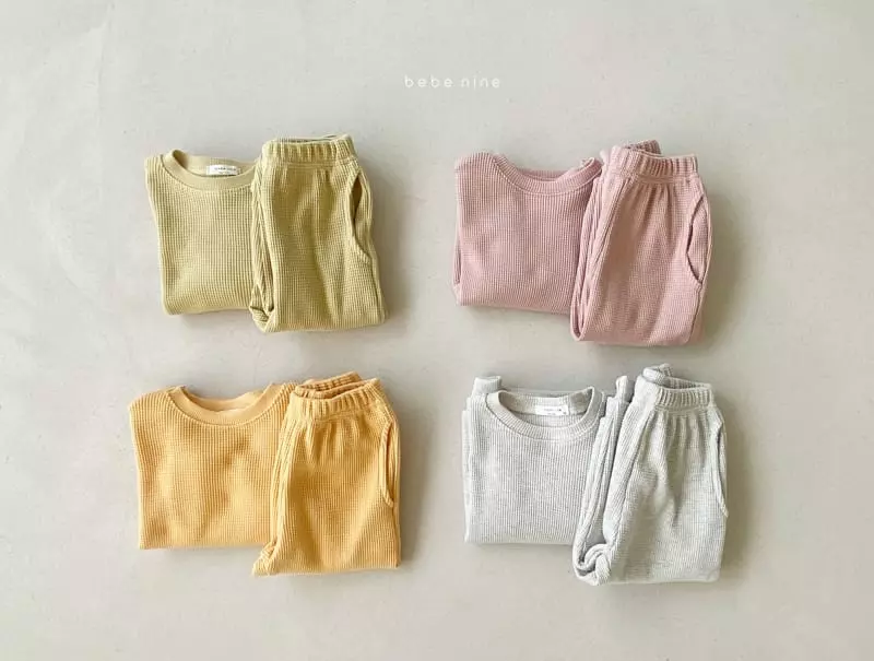 Bebe Nine - Korean Children Fashion - #fashionkids - Kid Waffle Top Bottom Set - 9