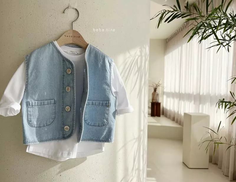 Bebe Nine - Korean Children Fashion - #kidsshorts - Denim Kid Vest - 6