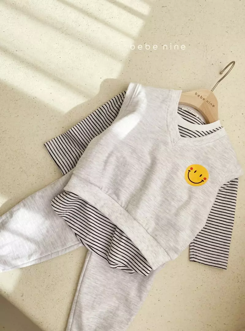 Bebe Nine - Korean Children Fashion - #littlefashionista - Smile Vest Bottom Set - 11