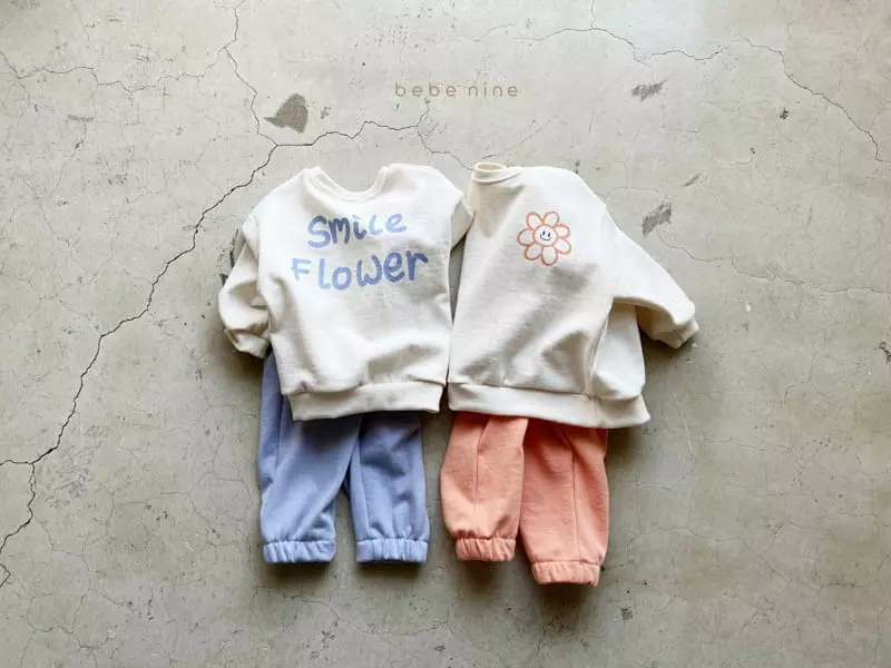 Bebe Nine - Korean Children Fashion - #littlefashionista - Smile Flower Top Bottom Set - 8
