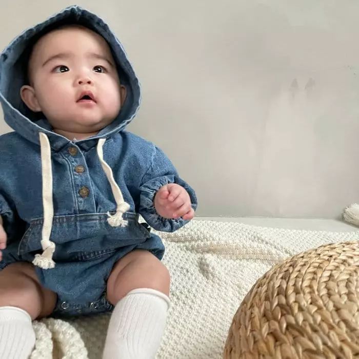 Bella Bambina - Korean Baby Fashion - #babyboutique - Bebe Mono Denim Anorak Bodysuit - 7