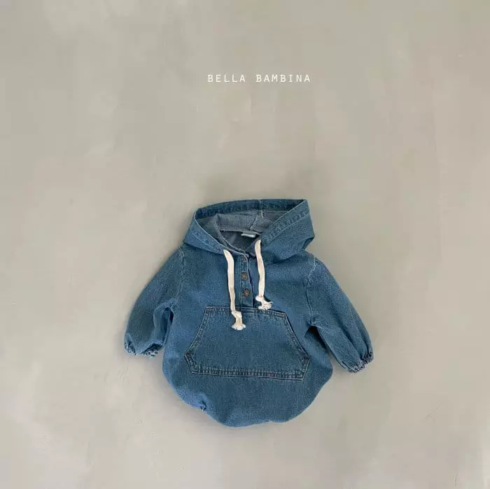 Bella Bambina - Korean Baby Fashion - #babyootd - Bebe Mono Denim Anorak Bodysuit