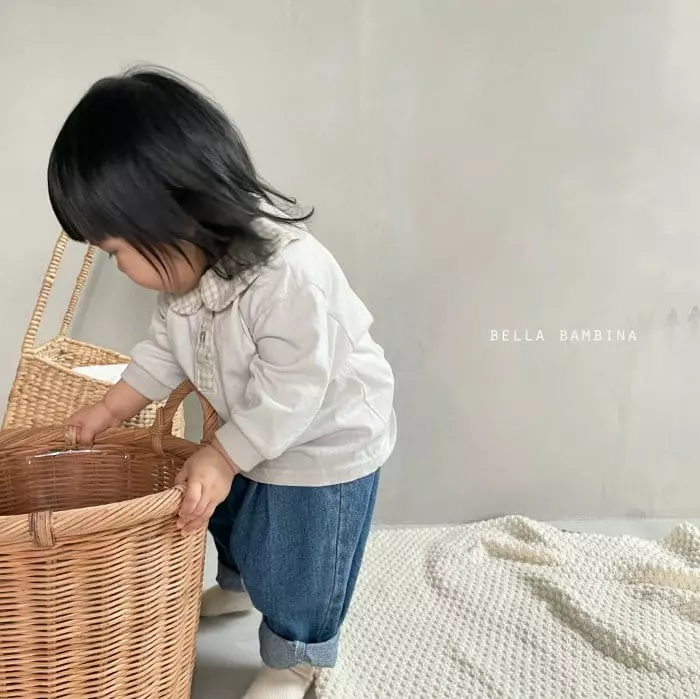 Bella Bambina - Korean Baby Fashion - #babyoutfit - Bebe Check Collar Tee - 6