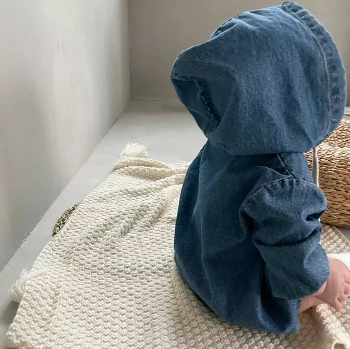 Bella Bambina - Korean Baby Fashion - #onlinebabyboutique - Bebe Mono Denim Anorak Bodysuit - 5
