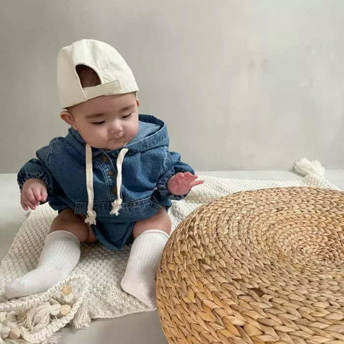 Bella Bambina - Korean Baby Fashion - #onlinebabyshop - Bebe Mono Denim Anorak Bodysuit - 6