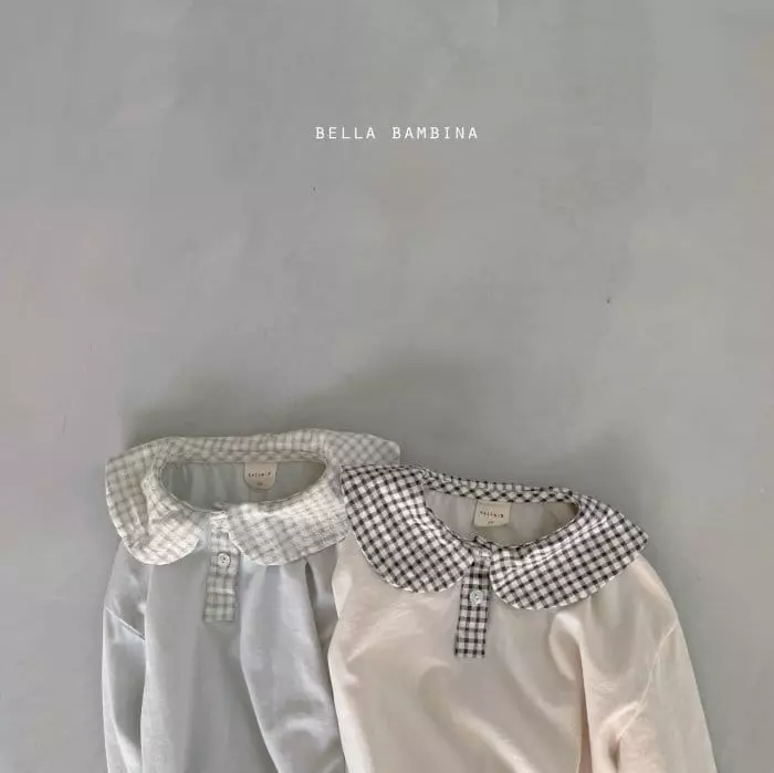 Bella Bambina - Korean Children Fashion - #stylishchildhood - Check Collar Tee - 2