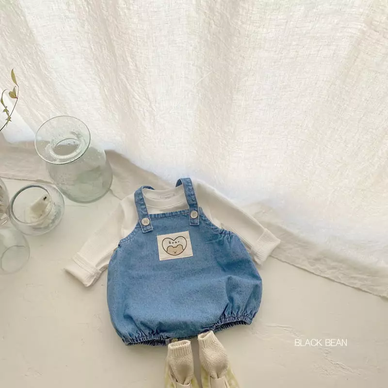 Black Bean - Korean Baby Fashion - #onlinebabyboutique - Baba Top Dungarees Set - 4