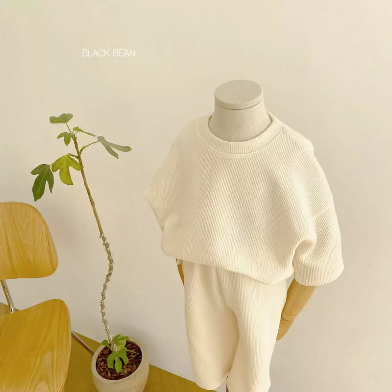 Black Bean - Korean Children Fashion - #designkidswear - Creamy Top Bottom Set - 5