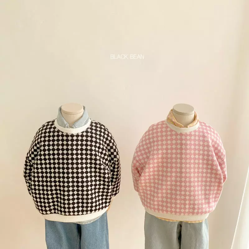Black Bean - Korean Children Fashion - #designkidswear - Check Knit  - 4