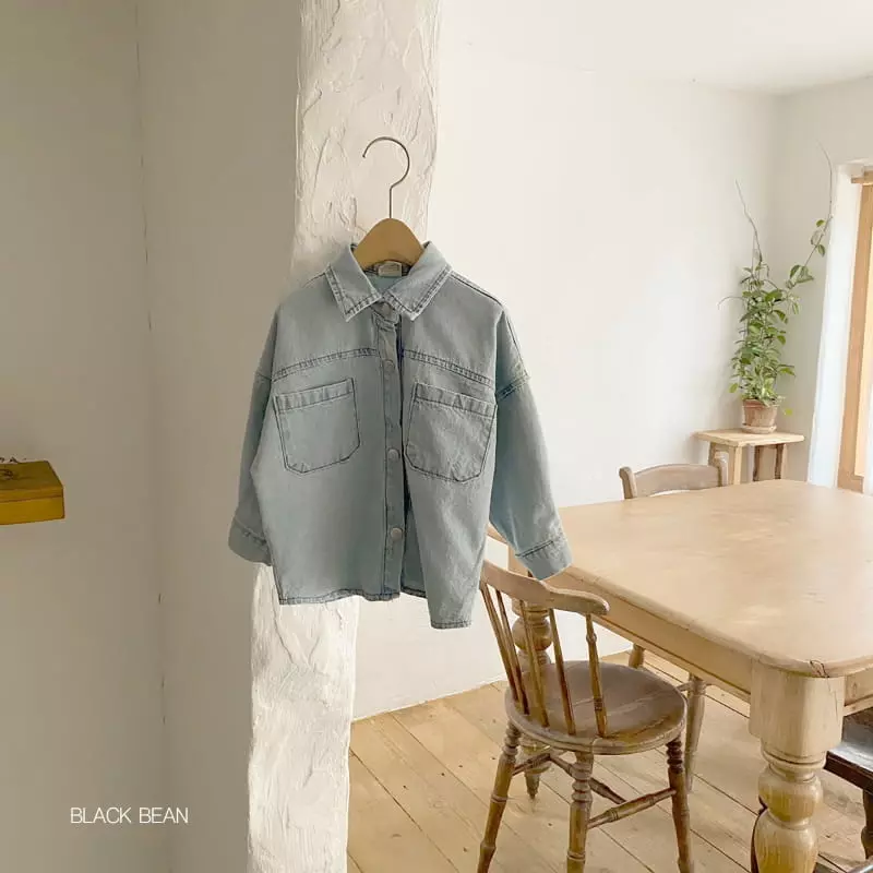Black Bean - Korean Children Fashion - #kidsshorts - Overfit Denim Shirt - 3