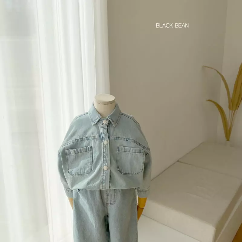 Black Bean - Korean Children Fashion - #kidsshorts - Overfit Denim Shirt - 4