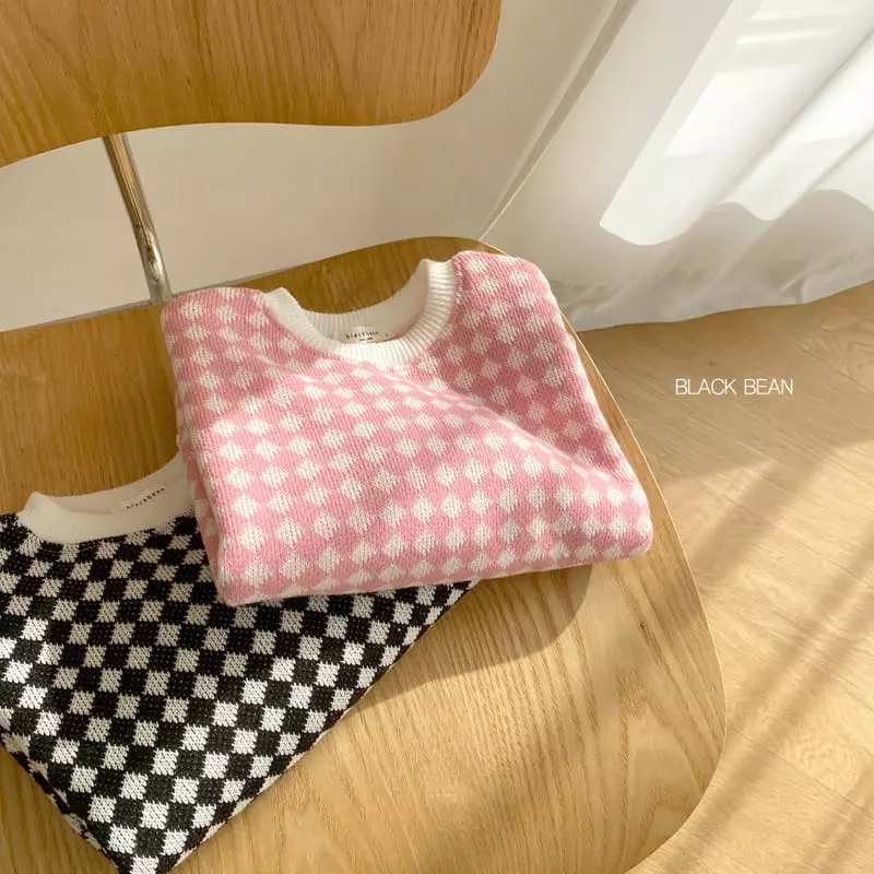 Black Bean - Korean Children Fashion - #kidsstore - Check Knit  - 7