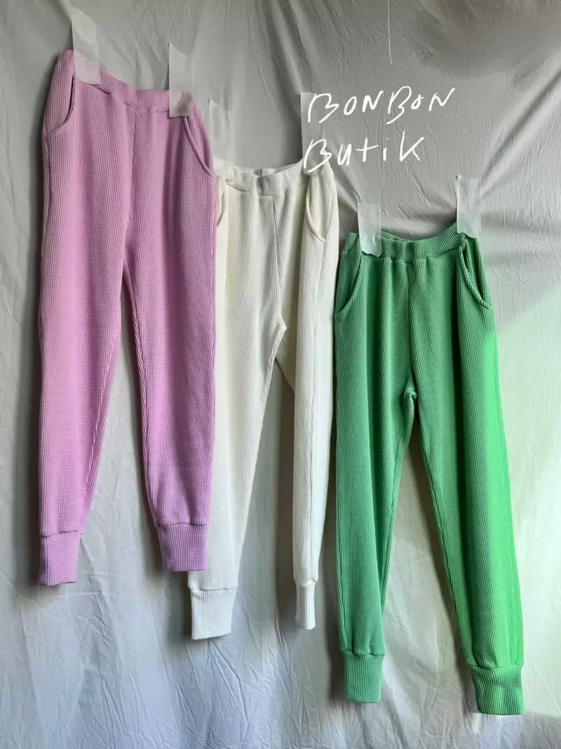 Bon Bon Butik - Korean Women Fashion - #momslook - Mom Waffle Jogger Pants