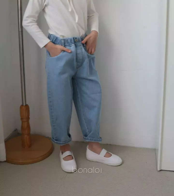 Bonaloi - Korean Children Fashion - #childrensboutique - Basic Denim Baggy Jeans - 8