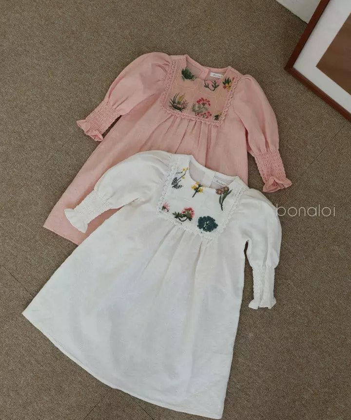 Bonaloi - Korean Children Fashion - #discoveringself - Botanic Smocked One-piece