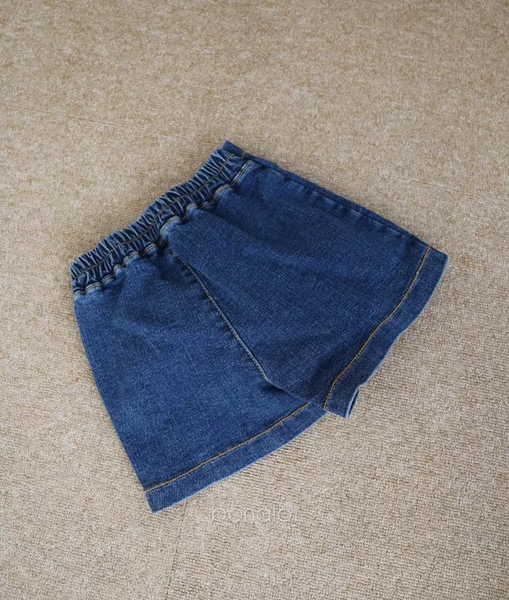 Bonaloi - Korean Children Fashion - #kidsshorts - Three Button Denim Skirt Pants